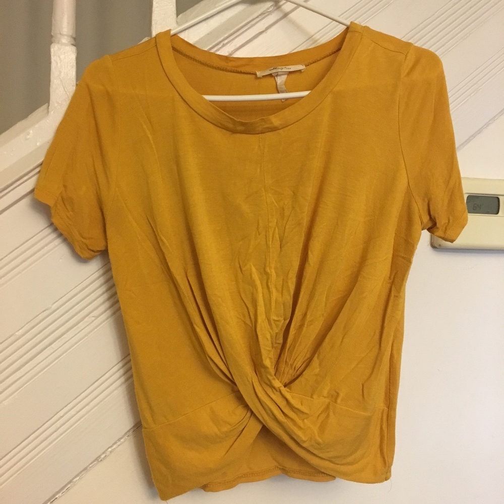 Gold Yellow Tank, Ruched Twist at Bottom